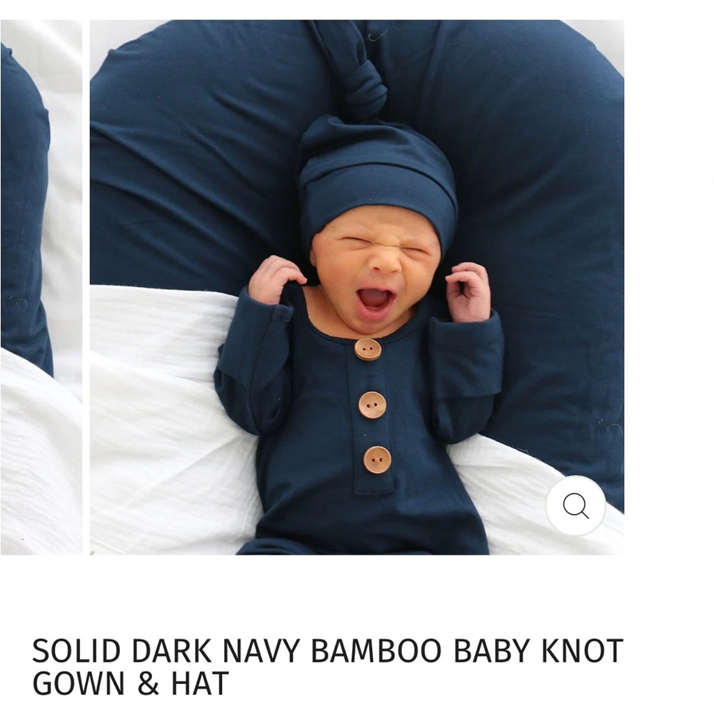 Caden Lane Dark Navy Baby Knot Gown & Hat
